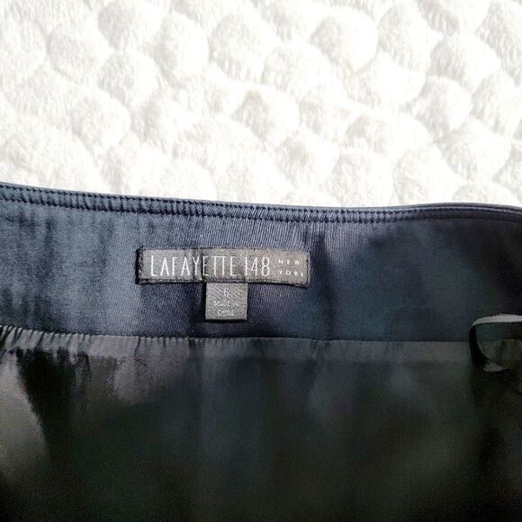 Lafayette 148 cotton navy skirt pockets office business casual 6 small - Picture 3 of 9